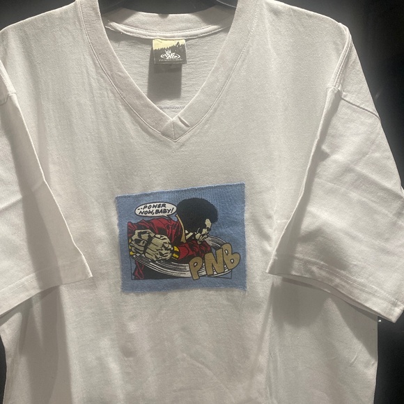 PNB Vintage Power Now Baby Oversize V Neck T Shirt Sz L - Picture 2 of 5